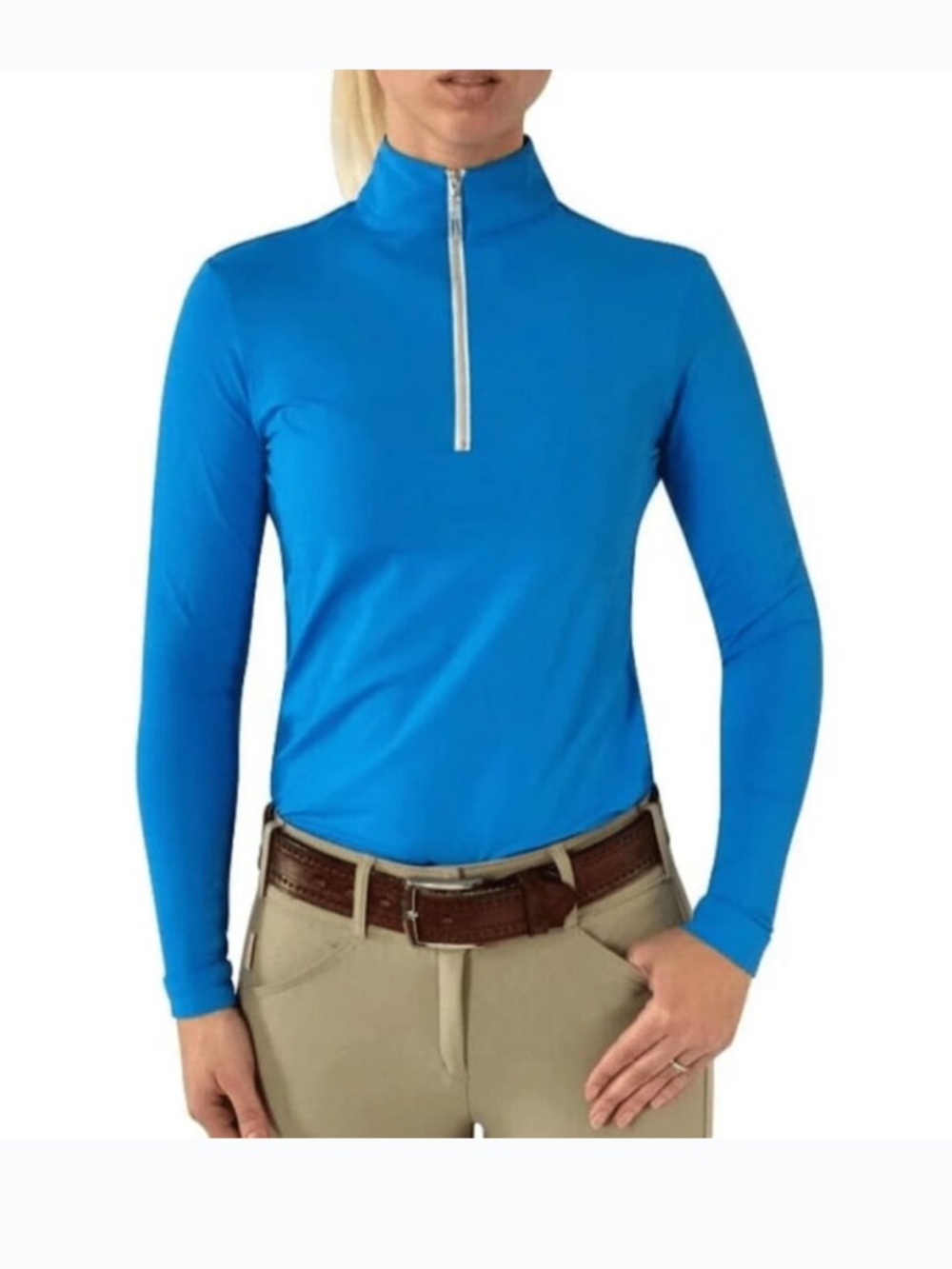 Tailored Sportsman ICEFIL Long Sleeve Ziptop Shirt -Small Blue/White/Silver
